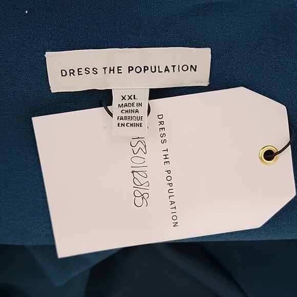 Dress the Population Tiffany One-Shoulder Midi Dress in Peacock Blue  XXL - Picture 14 of 16